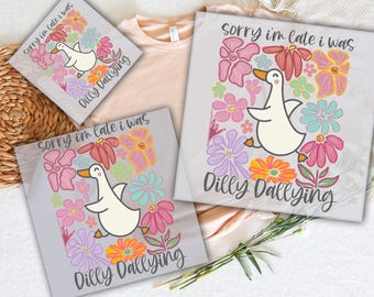 Retro Duck DTF Transfer: Sorry I'm Late, Groovy Boho Print