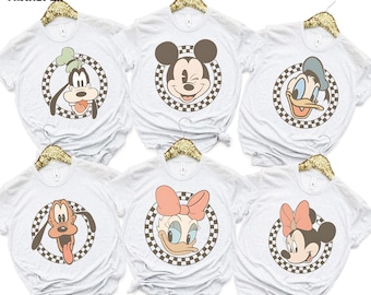 Retro Mickey and Friends Checkered DTF Transfer - Ready To Press