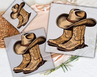 Cowgirl Boots DTF: Western Heat Transfer, Ready to Press
