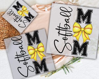 Softball Mama Bow DTF Transfer: Retro Mother's Day Print