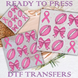 Coquette Breast Cancer Football Dtf, Cancer Ribbons Ready To Press, DTF Prints Heat Transfer, Breast Cancer Awareness Dtf, Pink Pumpkin Dtf