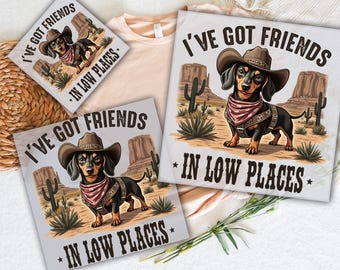 Cowboy Dachshund DTF: Western Heat Transfer
