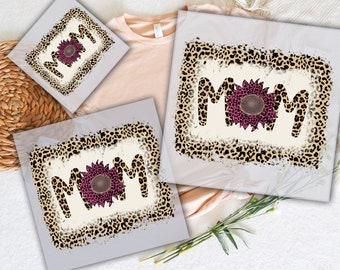 Leopard Floral Mom DTF Transfer, Ready To Press Heat Transfer (Mother's Day)