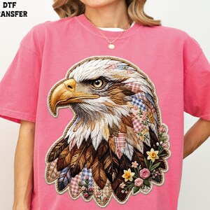 Patchwork Boho Eagle DTF Transfer, Patriotic Floral Eagle Heat Press image 10