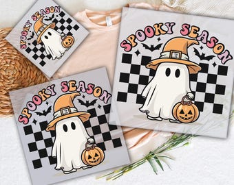 Halloween Spooky Season Dtf, Cute Ghost DTF Ready To Press, DTF Prints Heat Transfer, Spooky Halloween Dtf, Pumpkin Ghost Dtf