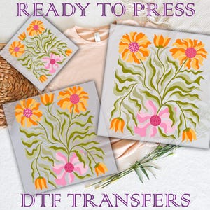 Retro Floral Dtf Transfers, Boho Cottagecore Ready To Press, Retro Groovy Floral Dtf, Wildflower Direct to Film