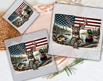 Camo Duck Deer DTF Transfer: Hunting Adventure Heat Press