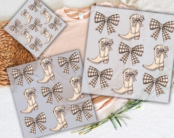 Western Coquette Bow & Boots DTF - Cowgirl Ready to Press Transfer