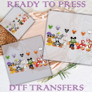 Disneyworld Halloween DTF, Disney Castle Halloween Read to Press, Disney Characters DTF Prints Heat Transfers, Halloween Mouse And Friends