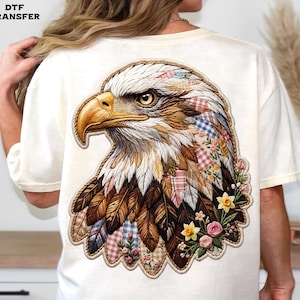 Patchwork Boho Eagle DTF Transfer, Patriotic Floral Eagle Heat Press image 11