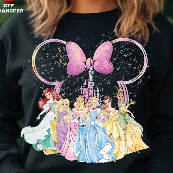 Watercolor Disney Princess DTF Transfer, Minnie Coquette Ready To Press