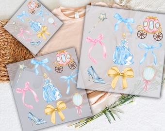 Disney Princess Coquette DTF Transfer, Disney Read To Press,Cartoon Coquette Transfer, Princess Glass Slipper Dtf,Princess Birthday Girl Dtf