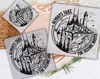 Scenic Route DTF Transfer: 2026 Adventure Compass Heat Press Print