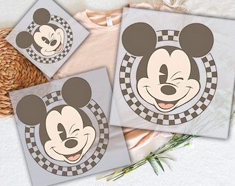 Retro Disney Friends Checkered 2025 Dtf, Mickey And Friends Est 1928 Ready To Press, Mickey And Friends Transfers, Family Trip Heat Transfer