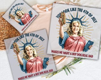 4th of July Jennifer Coolidge Hot Dog DTF Transfer: Ready To Press