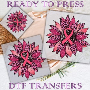 Sunflower Breast Cancer Awareness DTF Transfer: Ready To Press