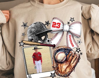 Personalized Baseball Photo DTF Transfer, Baseball Name Number Coquette Heat Press