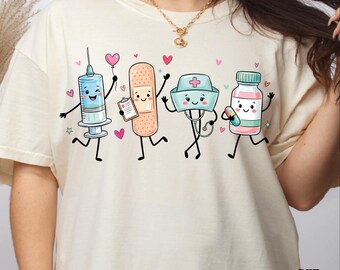 Healthcare Worker DTF Transfer, Kawaii Medical Supplies Ready To Press, Nurse Cartoon Iron On