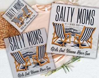 Salty Moms Beach Club DTF Transfer: Retro Summer Design