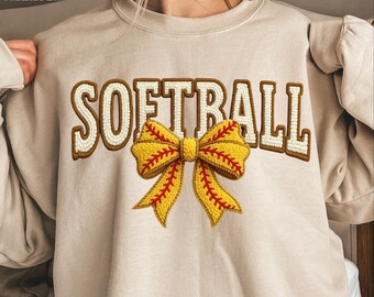 Faux Crochet Softball Coquette DTF Transfer, Ready To Press