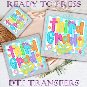 Preppy Back to School Third Grade Ready To Press, Third Grade Dtf, Third Grade Transfer, Back To School Dtf Transfer, Teacher Transfer