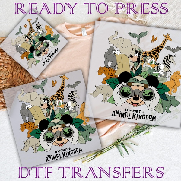 Disney Animal Kingdom Safari Ready To Press, Mickey And Friends Animal Safari DTF Transfer, Disney Safari Heat Transfer, Disney Castle DTF