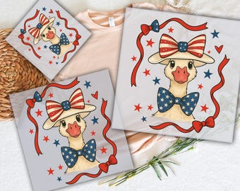 4th of July Goose DTF Transfer: America Coquette, Patriotic USA