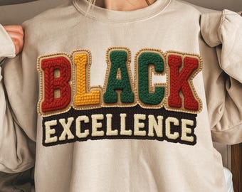 Faux Crochet Black Excellence DTF Transfer, Afro American Ready To Press