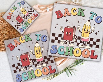 Retro Back to School Dtf, First Day of School Ready To Press, Teacher Dtf, DTF Prints Heat Transfer, Smiley Face Pencil Dtf