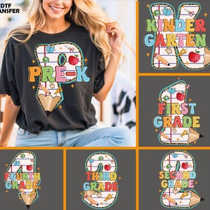 Back to School Pencil Bow DTF Transfer: Teacher Heat Press Design