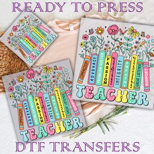 Teacher Wildflowers DTF, Teacher Books DTF Transfer Ready To Press, Back To School Dtf, Teacher Life Dtf, Teacher Days Dtf Transfers