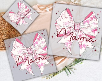Pink Coquette Mama Bow DTF Transfer: Mother's Day Ready To Press