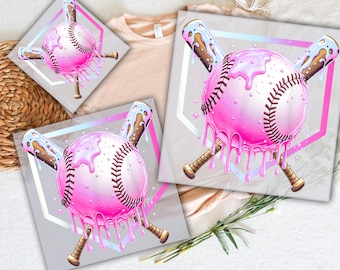 Pink Ice Cream Baseball DTF Transfer: Baseball Mama Drip, Ready To Press