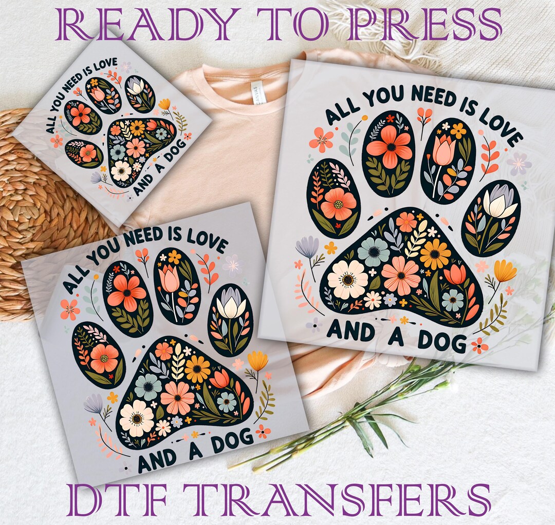 Floral Paw Print DTF Transfer: Dog Cat Mama Ready to Press - Etsy