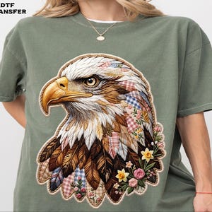 Patchwork Boho Eagle DTF Transfer, Patriotic Floral Eagle Heat Press image 13