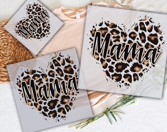 Leopard Heart Mama DTF Transfer - Ready To Press