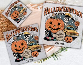 Spooky Halloween DTF Transfer: Halloween Town, Ghost, Pumpkin Design