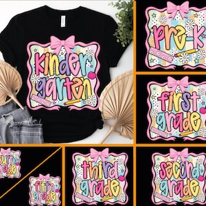 Prêt-à-porter preppy pour la rentrée, Tshirt transfert Dtf, Premier jour d&#39;école Dtf, Coquette professeur Dtf, Préscolaire/maternelle/1er/2e/3e Dtf