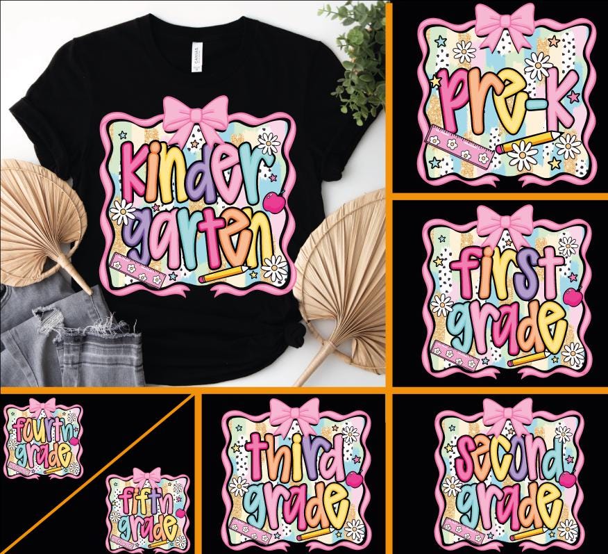 Preppy Back To School Ready To Press, TShirt Dtf Transfer, First Day Of School Dtf, Coquette Teacher Dtf, Pre-K/Kindergarten/1st/2nd/3rd Dtf