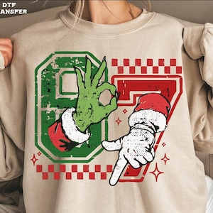 Christmas Checkered Six Seven DTF Transfers: Distressed Design Ready To Press