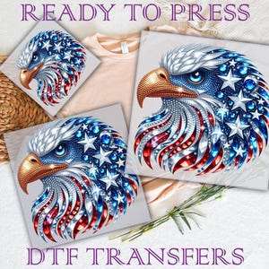 Patriotic Eagle DTF Transfer: 4th July American Flag, Ready to Press