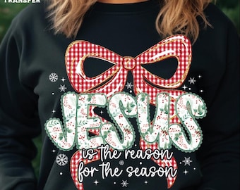 Lace Christmas Jesus DTF Transfer - Glitter Effect Coquette Ready To Press
