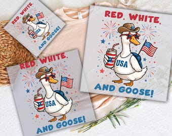 4th of July Goose DTF Transfer: Preppy Patriotic USA Design