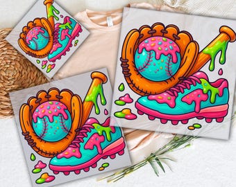 Ice Cream Drip Baseball DTF: Ready To Press Heat Transfer