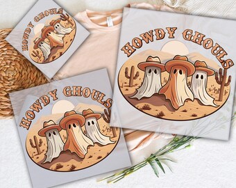 Howdy Ghouls DTF, Western Halloween Heat Transfer