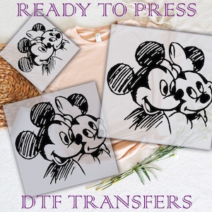 Mickey & Minnie Ready To Press, Disney Dtf Transfers, DTF Prints Heat Transfer, Disney Mickey DTF Transfers, Disney Family Dtf