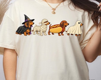 Dachshund Halloween DTF Transfer, Funny Wiener Dog Ready To Press, Spooky Dogs Iron On