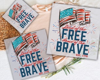 America Flag Ready To Press, Land Of The Free Home Of The Brave DTF Prints Heat Transfer, Happy Birthday America Dtf, 4th Of July