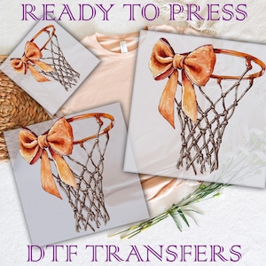 Basketball Bow DTF Transfer: Coquette Ready To Press