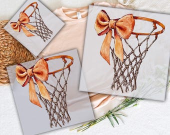 Basketball Bow Set Dtf Transfers, Basketball Bow Coquette Ready To Press, Basketball Pot DTF Prints Heat Transfer, Basketball Direct to Film
